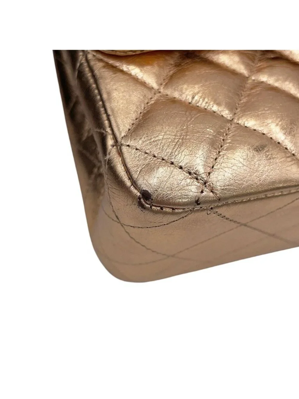 Chanel Chain Shoulder Bag Quilted 25 Double Flap Metallic Calf Leather Mobile